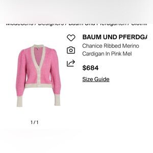 Baum Und Pferdgarten Pink Melange Ribbed Merino Cardigan